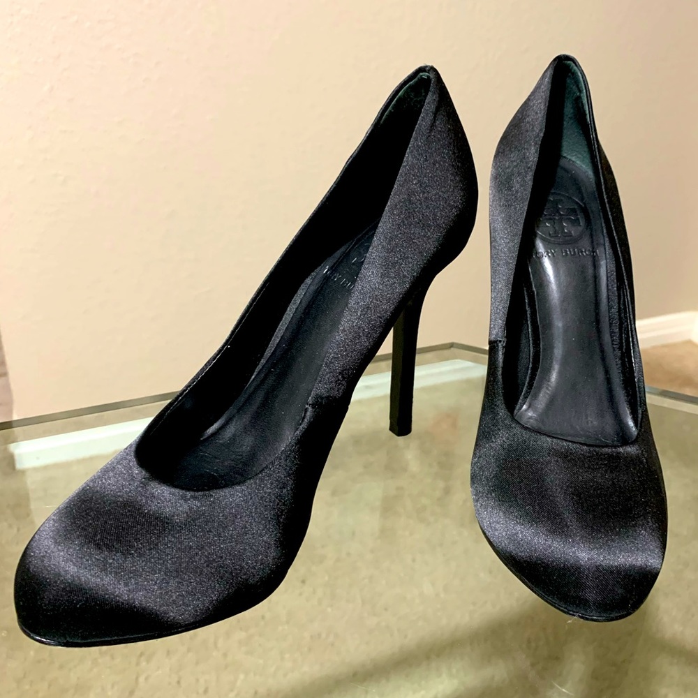 Tory Burch black satin high heels